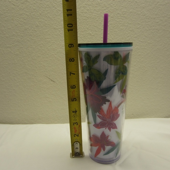 Starbucks 2022 Spring Flower Floral 24 OZ Venti Tumbler Multicolor w/straw - Picture 10 of 11